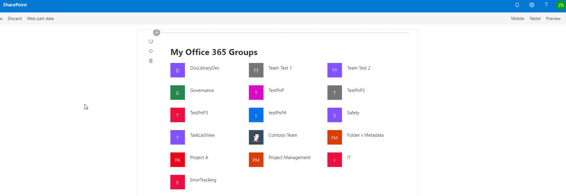 My Office 365 Groups Web Part: SharePoint Framework and React